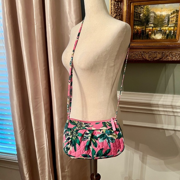 NWOT Vera Bradley Tropical Pink Paradise Makeup Travel & Crossbody Bag Set - Picture 7 of 9